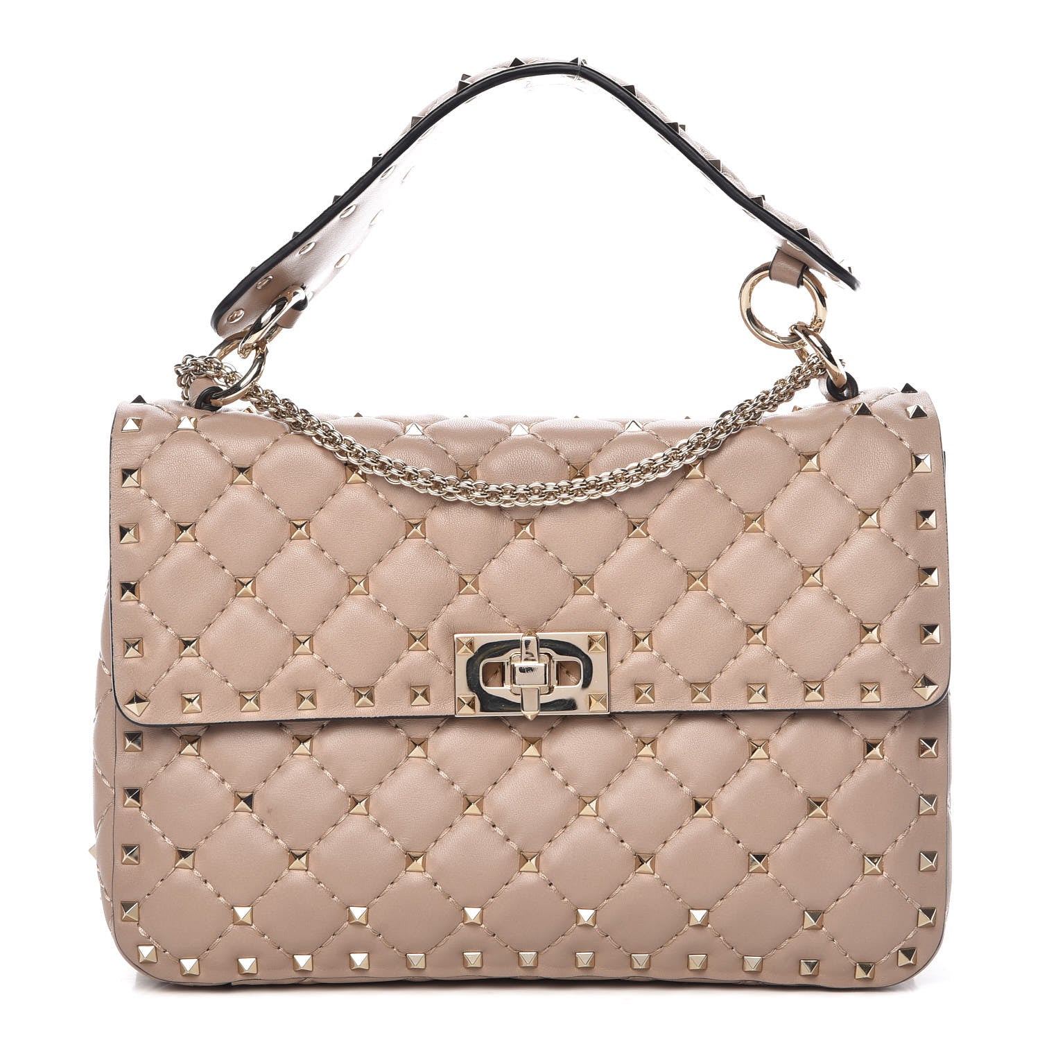 Valentino Garavani Lambskin Medium Rockstud Spike Shoulder Bag Poudre 1 of 8