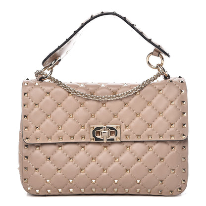 Valentino Garavani Lambskin Medium Rockstud Spike Shoulder Bag Poudre 1 of 8