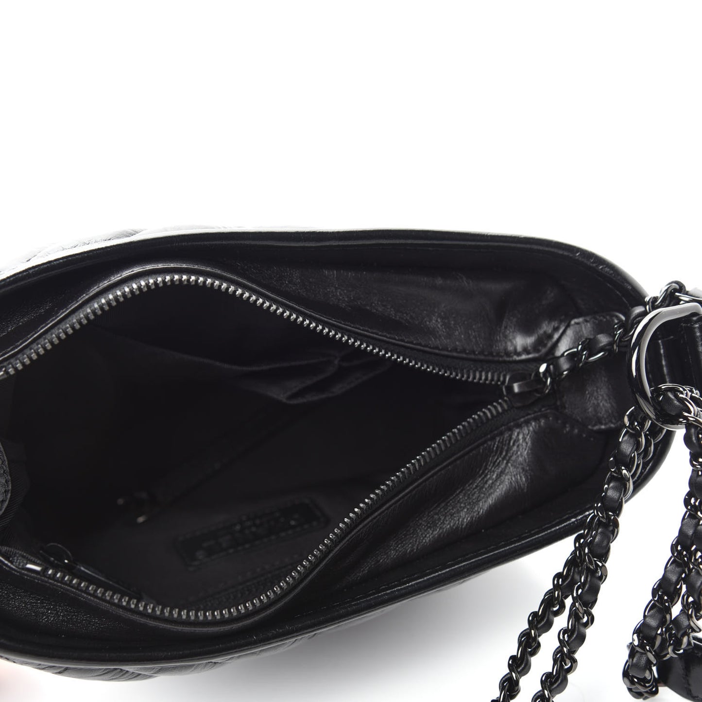 Aged Calfskin Chevron Quilted Small Gabrielle Hobo So Black