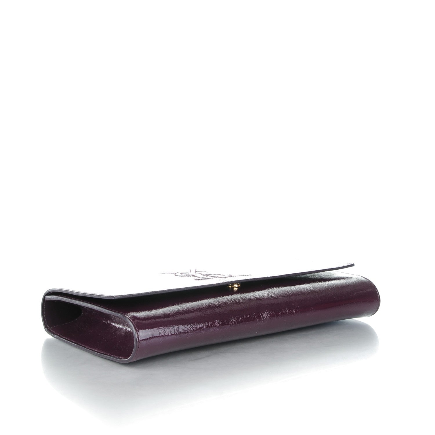Saint Laurent Textured Patent Monogram Large Belle De Jour Clutch Purple 4 of 7
