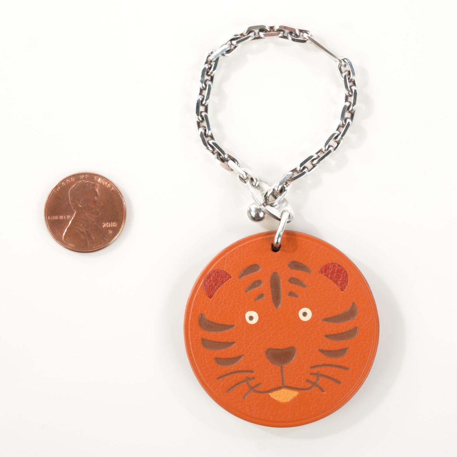 Hermes Tadelakt Tiger Key Chain Bag Charm Potiron 2 of 6