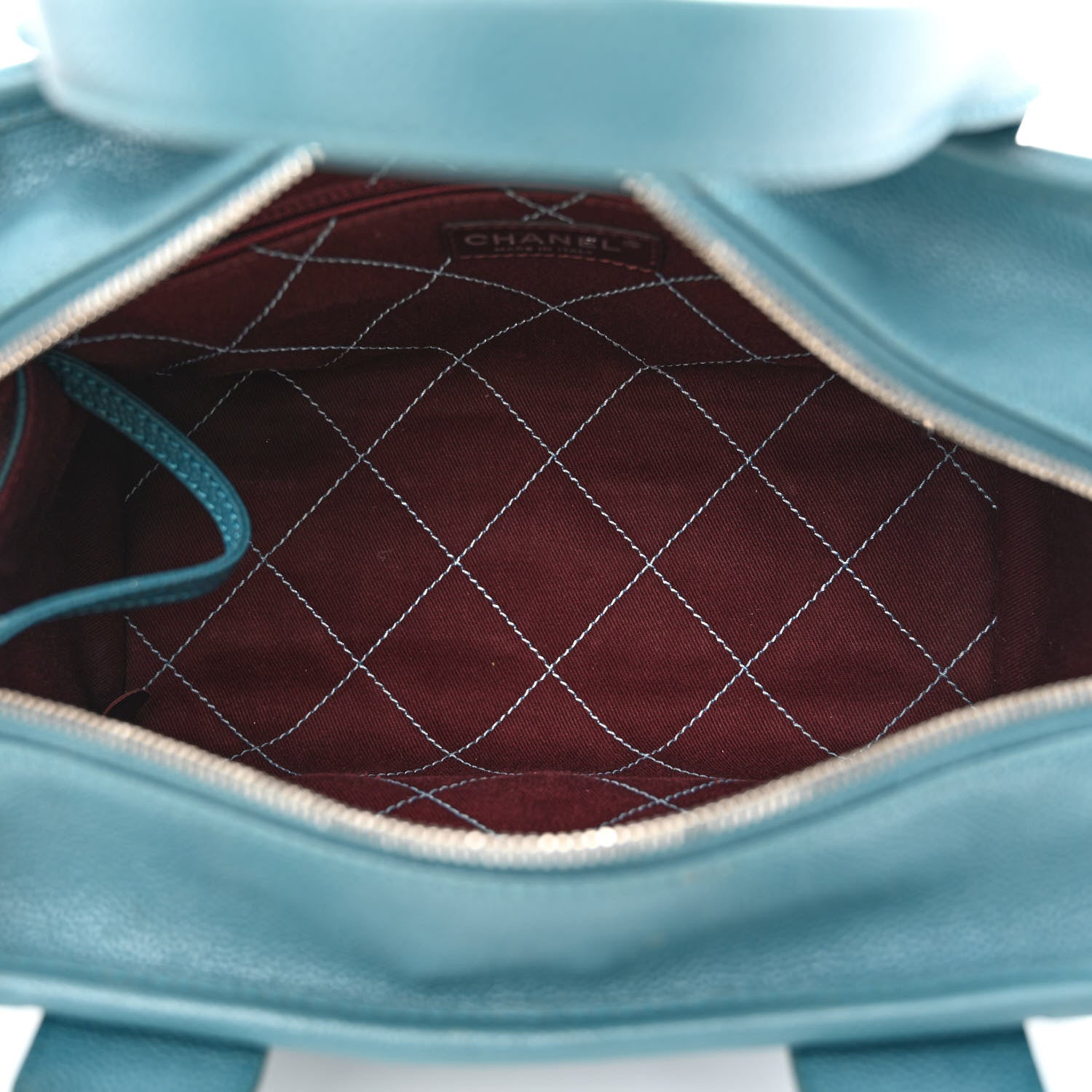 Chanel Caviar Quilted Small Deauville Bowling Bag Blue 5 of 12