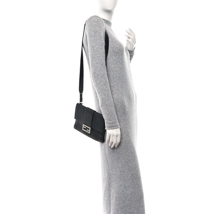 Fendi Cuoio Romano Selleria Medium Flat Baguette Black 2 of 9