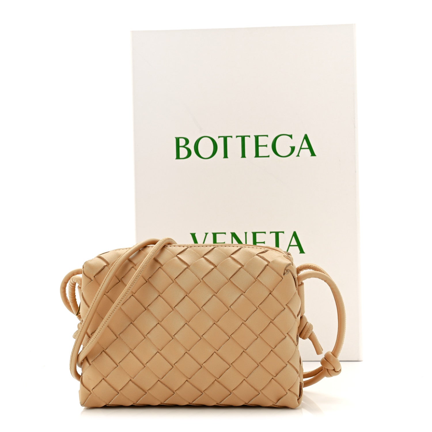 Bottega Veneta Nappa Intrecciato Mini Loop Camera Bag Almond