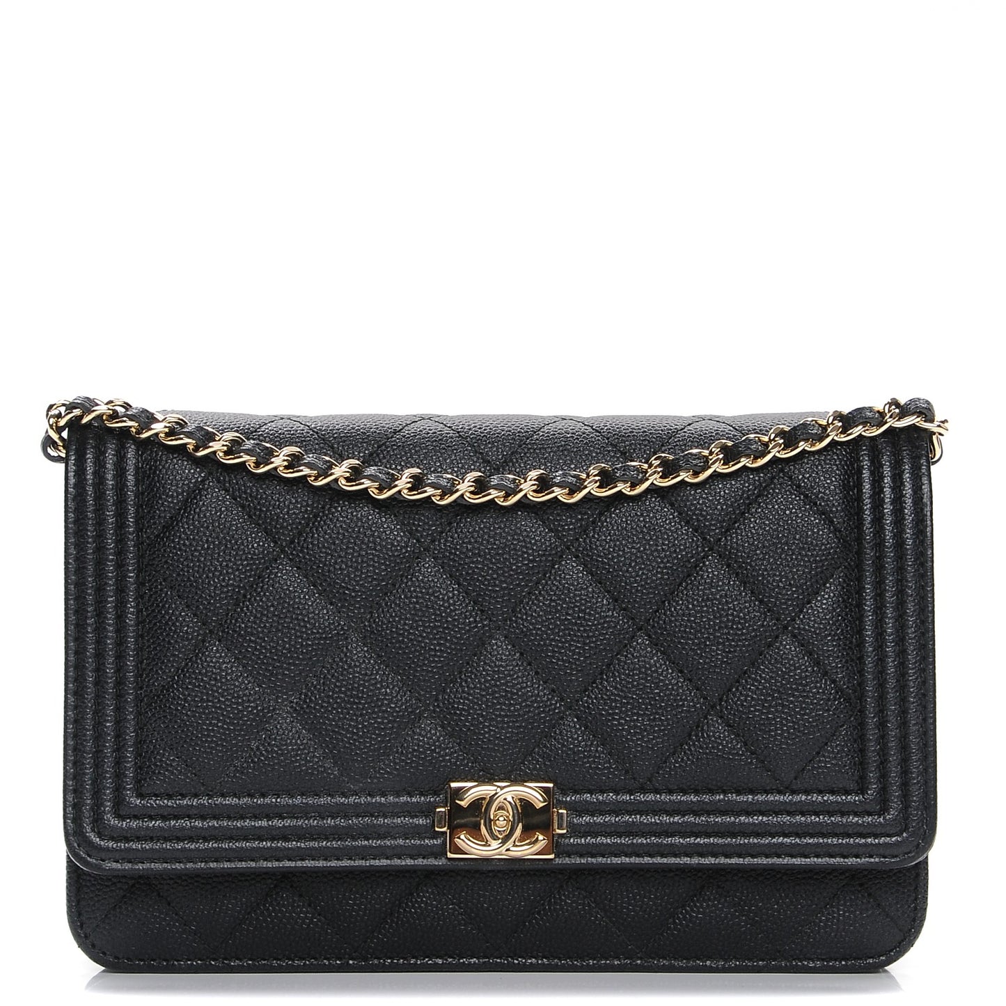 Caviar Quilted Boy Wallet On Chain WOC Black