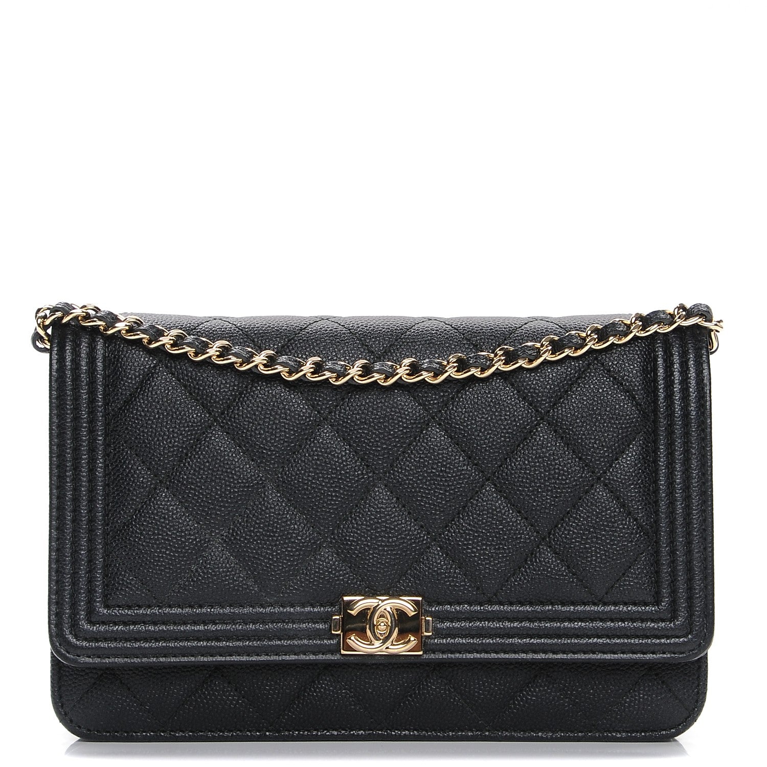 Chanel Caviar Quilted Boy Wallet On Chain WOC Black 1 of 8
