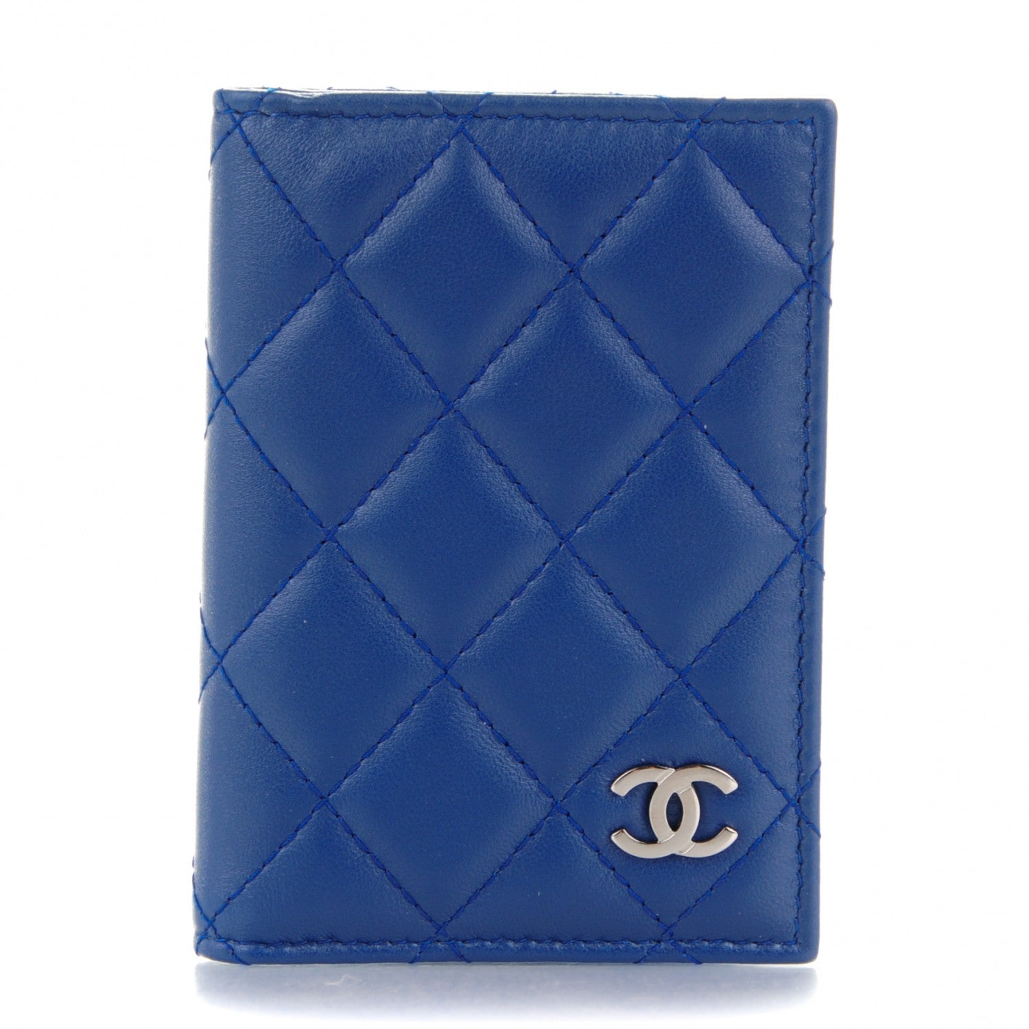 Chanel Lambskin Quilted Card Holder Wallet Dark Blue 1 of 7
