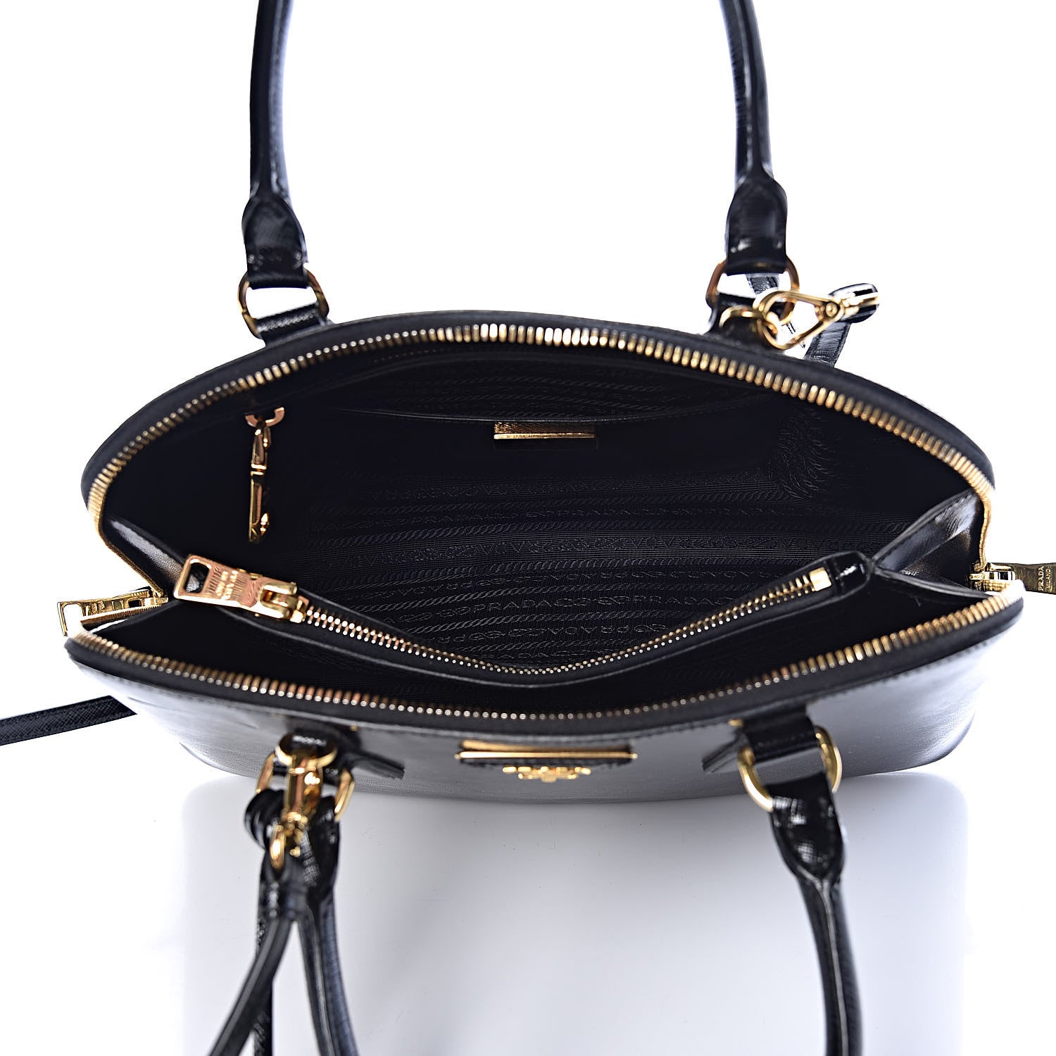 Prada Saffiano Vernice Medium Promenade Tote Black 5 of 11