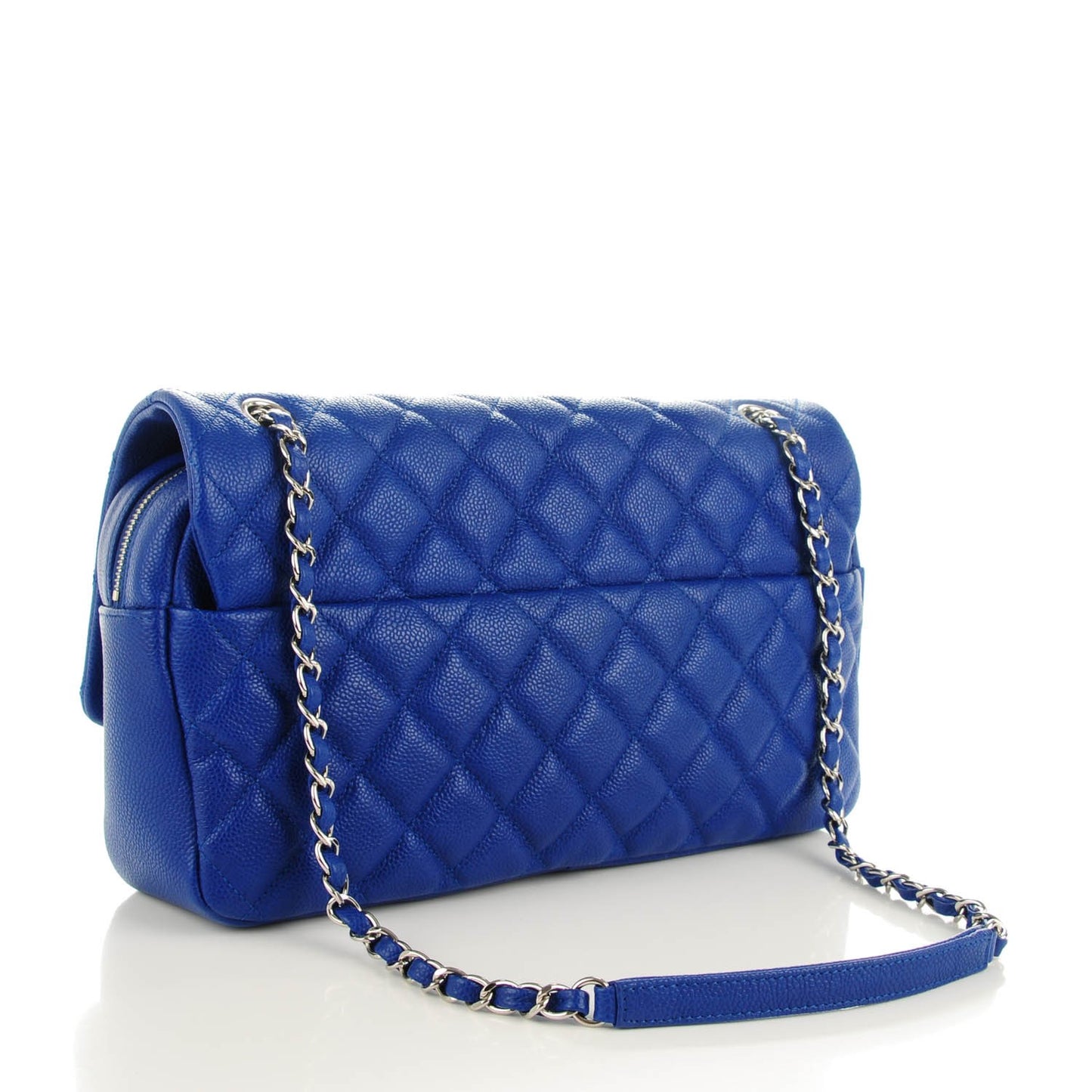 Caviar Quilted Jumbo Easy Flap Blue