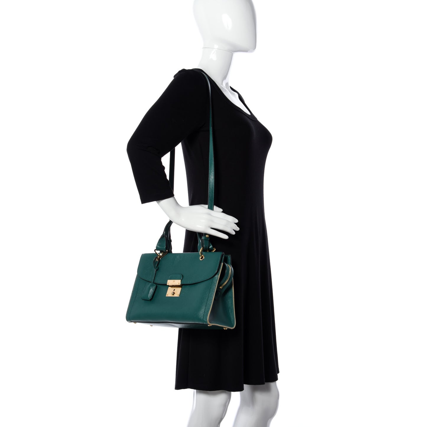 Calfskin The Mini 54 Flap Bag Emerald Pale Gold