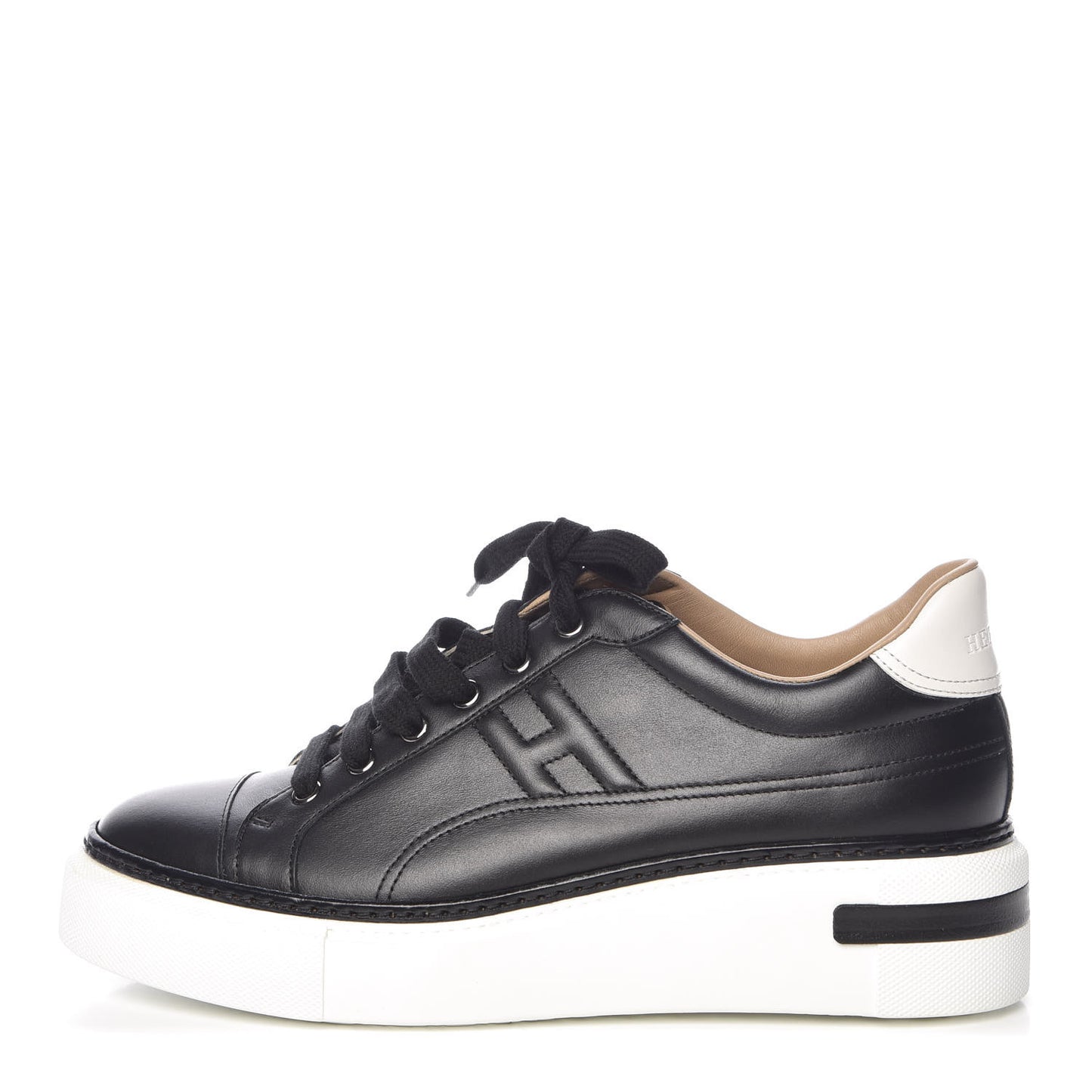 Calfskin Polo Sneakers 41 Black White