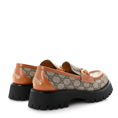 Gucci GG Supreme Monogram Cordovan Lux Womens Harald Horsebit 25mm Platform Loafers 39.5 Beige Ebony 5 of 10