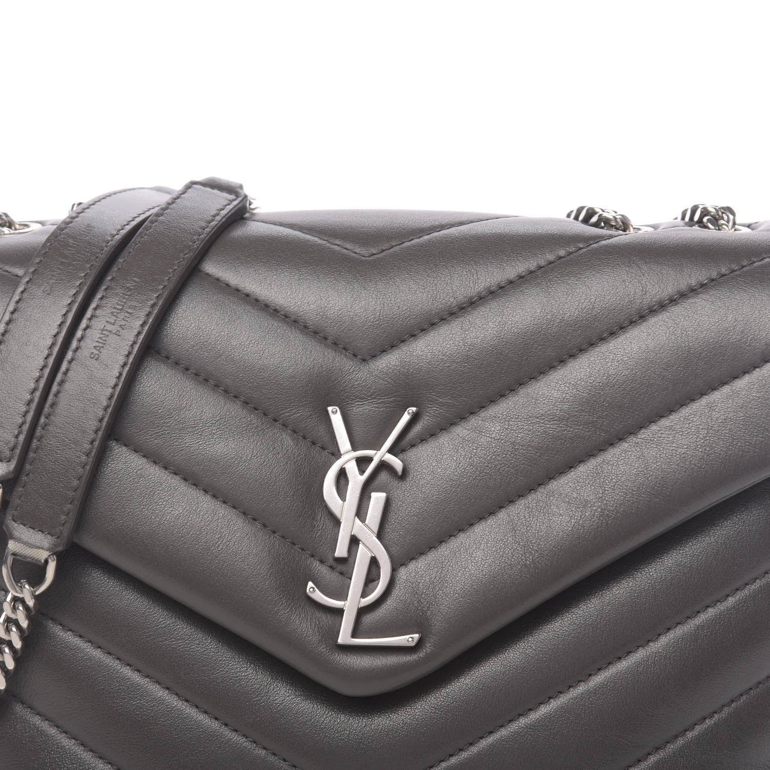 Saint Laurent Calfskin Y Quilted Monogram Small Loulou Chain Satchel Asphalt 9 of 9