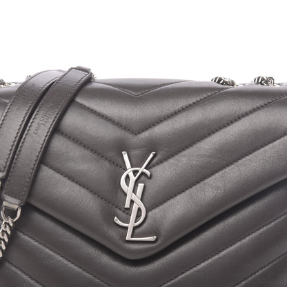 Saint Laurent Calfskin Y Quilted Monogram Small Loulou Chain Satchel Asphalt 9 of 9