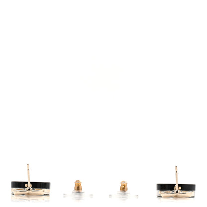 Chanel Metal Resin Enamel Crystal CC Perfume Bottle Drop Earrings Gold Black 3 of 5