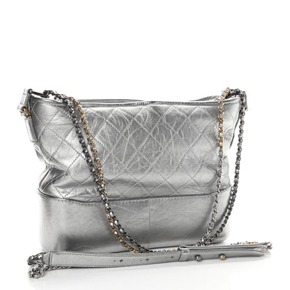 Chanel Metallic Lambskin Calfskin Quilted Medium Gabrielle Hobo Silver 2 of 8