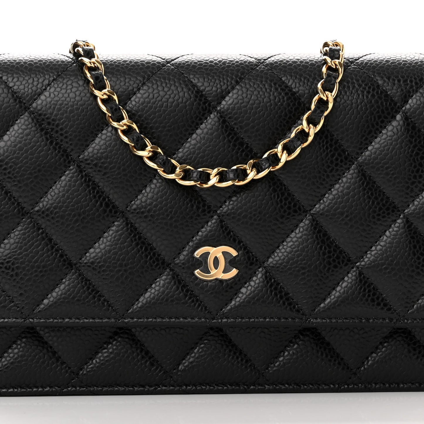 Caviar Quilted Wallet on Chain WOC Black