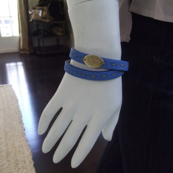 Fendi Calfskin Romano Selleria Bracelet Blue 2 of 5