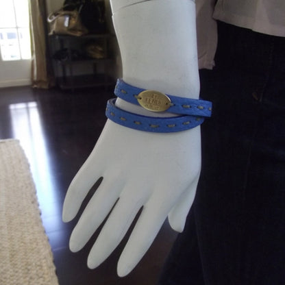 Fendi Calfskin Romano Selleria Bracelet Blue 2 of 5