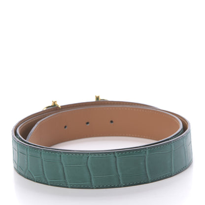 Hermes Matte Porosus Crocodile 32mm Gamma Belt 100 Malachite 2 of 5