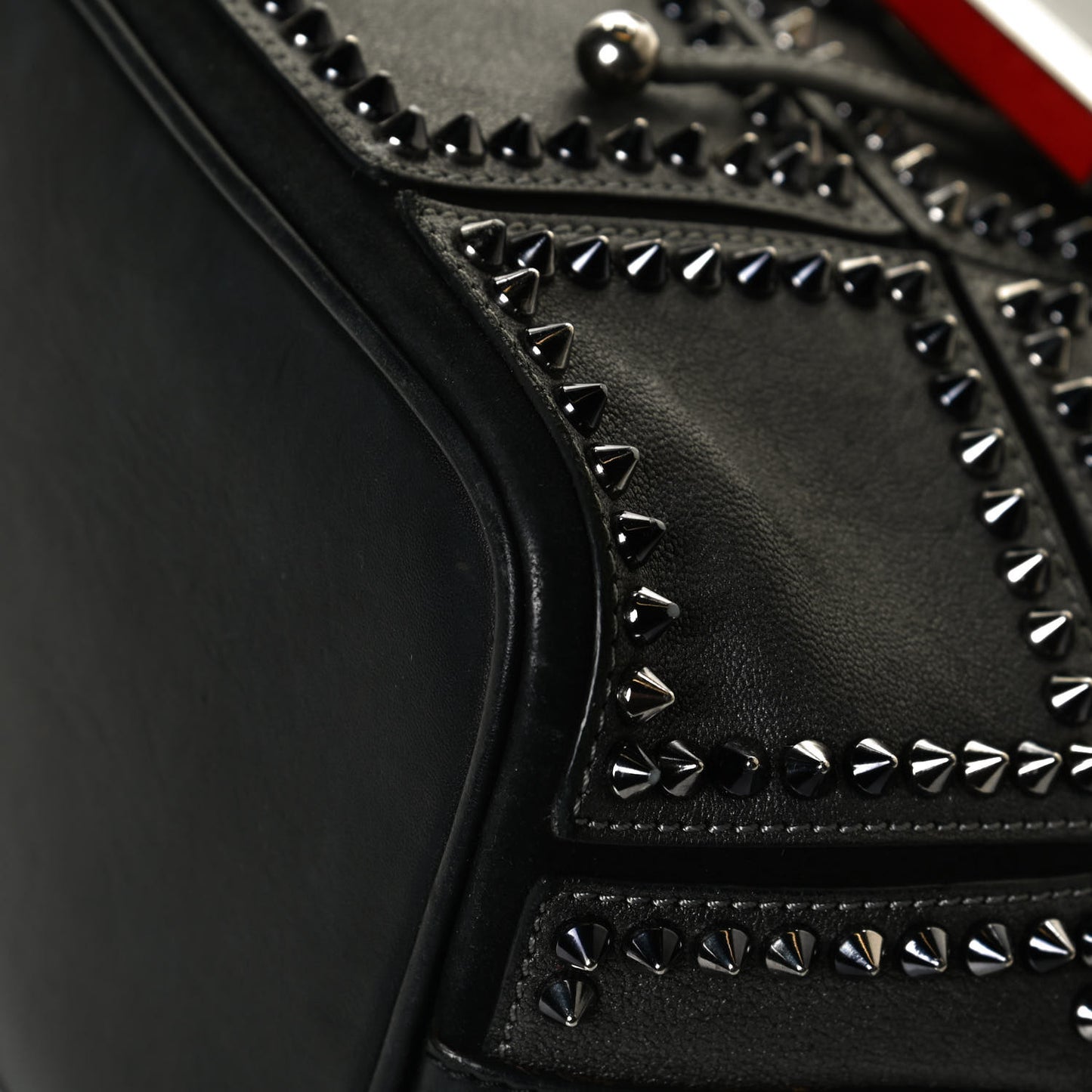 Metallic Sheepskin Spikes Lucky L Convertible Backpack Black