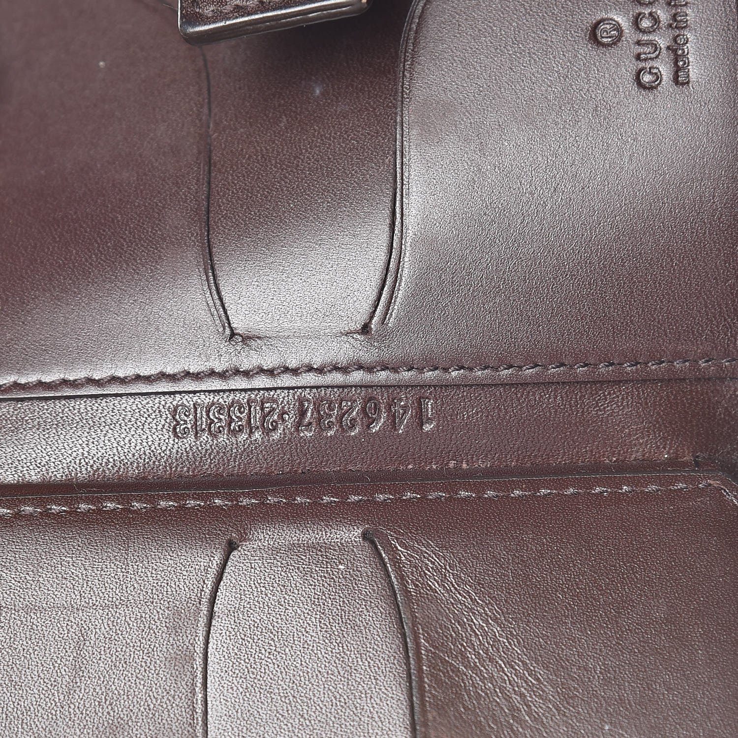 Gucci Guccissima Marguax Calfskin Avel Card Holder Wallet Chocolate 9 of 12