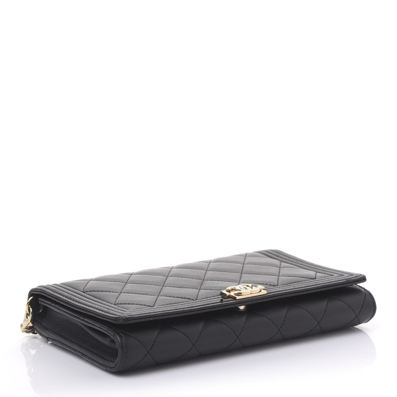 Chanel Lambskin Quilted Boy Wallet On Chain WOC Black 4 of 13