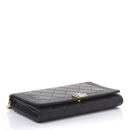 Chanel Lambskin Quilted Boy Wallet On Chain WOC Black 4 of 13