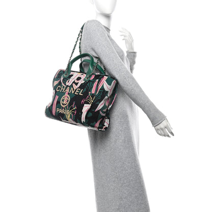 Chanel Velvet Calfskin Beaded Small Deauville Tote Pink Green Black 2 of 12