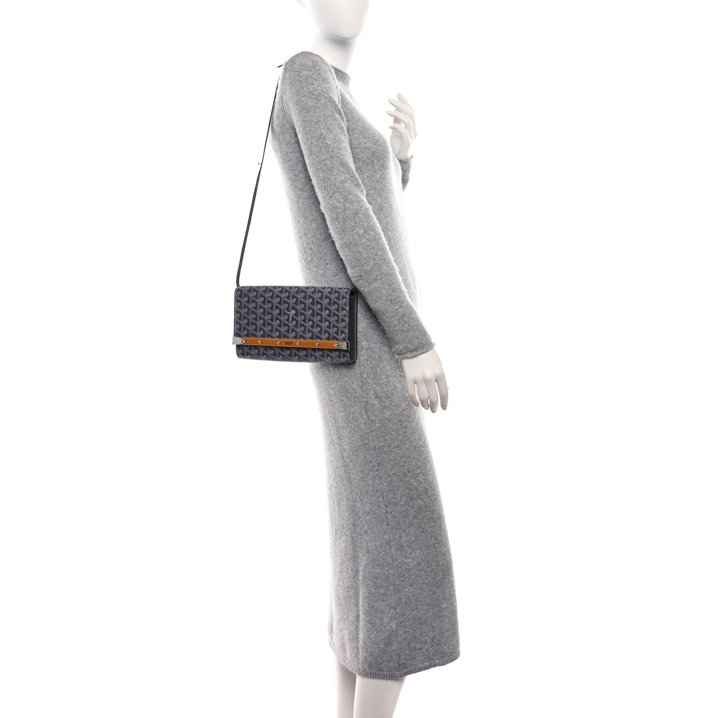 Goyardine Monte Carlo Bois Clutch With Strap Gray
