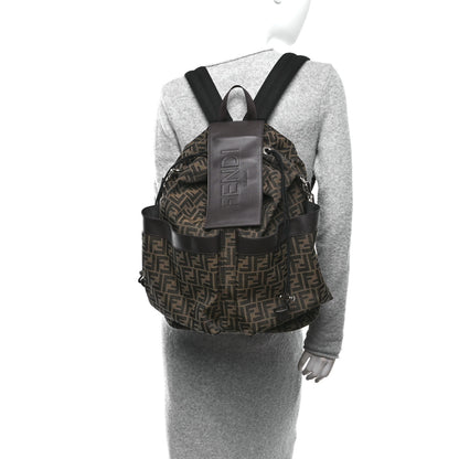 Fendi Recycled Fabric Jacquard Vitello Astro FF 1974 Large Fendi Strike Backpack Tobacco Moro Ebano 2 of 10