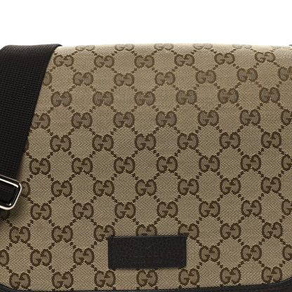 Gucci Monogram Flap Messenger Bag Beige Dark Brown 8 of 11