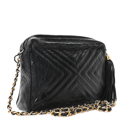 Chanel Lambskin Quilted CC Tassel Camera Case Black 3 of 10