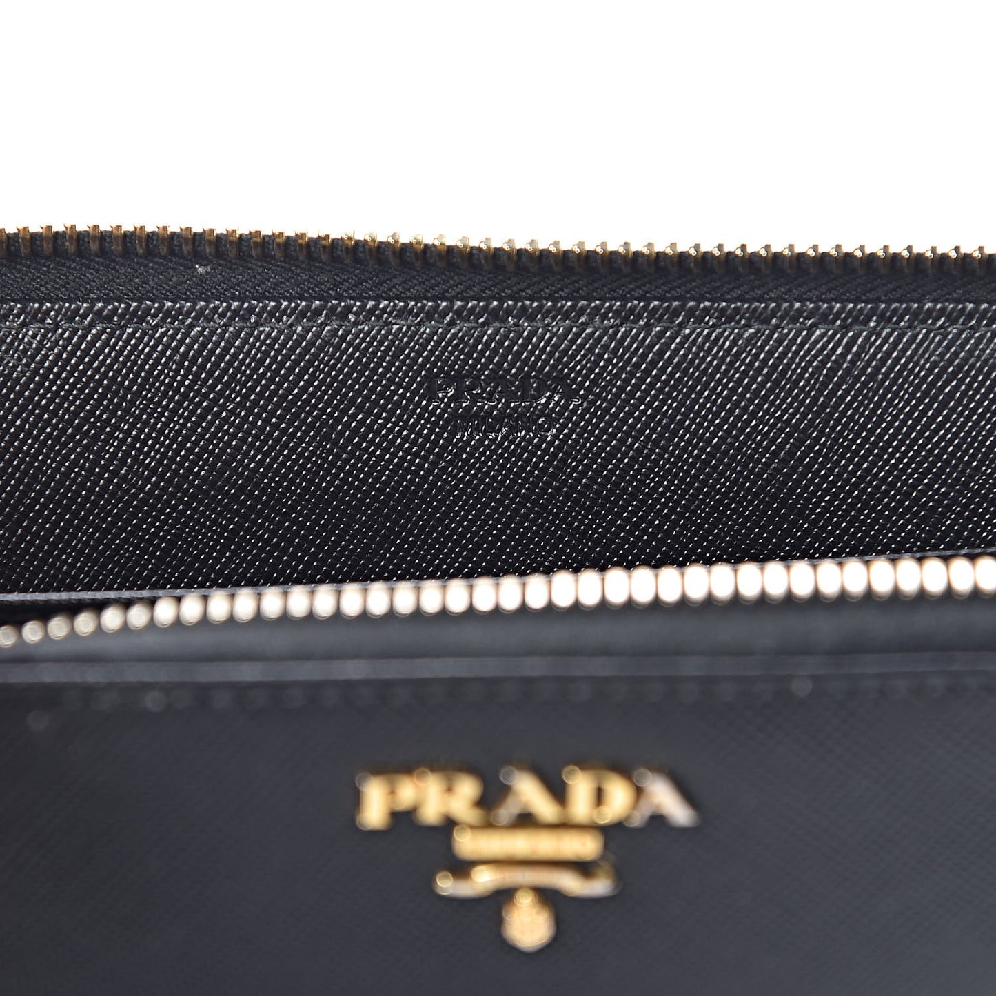 Saffiano Metal Zip Around Wallet Black