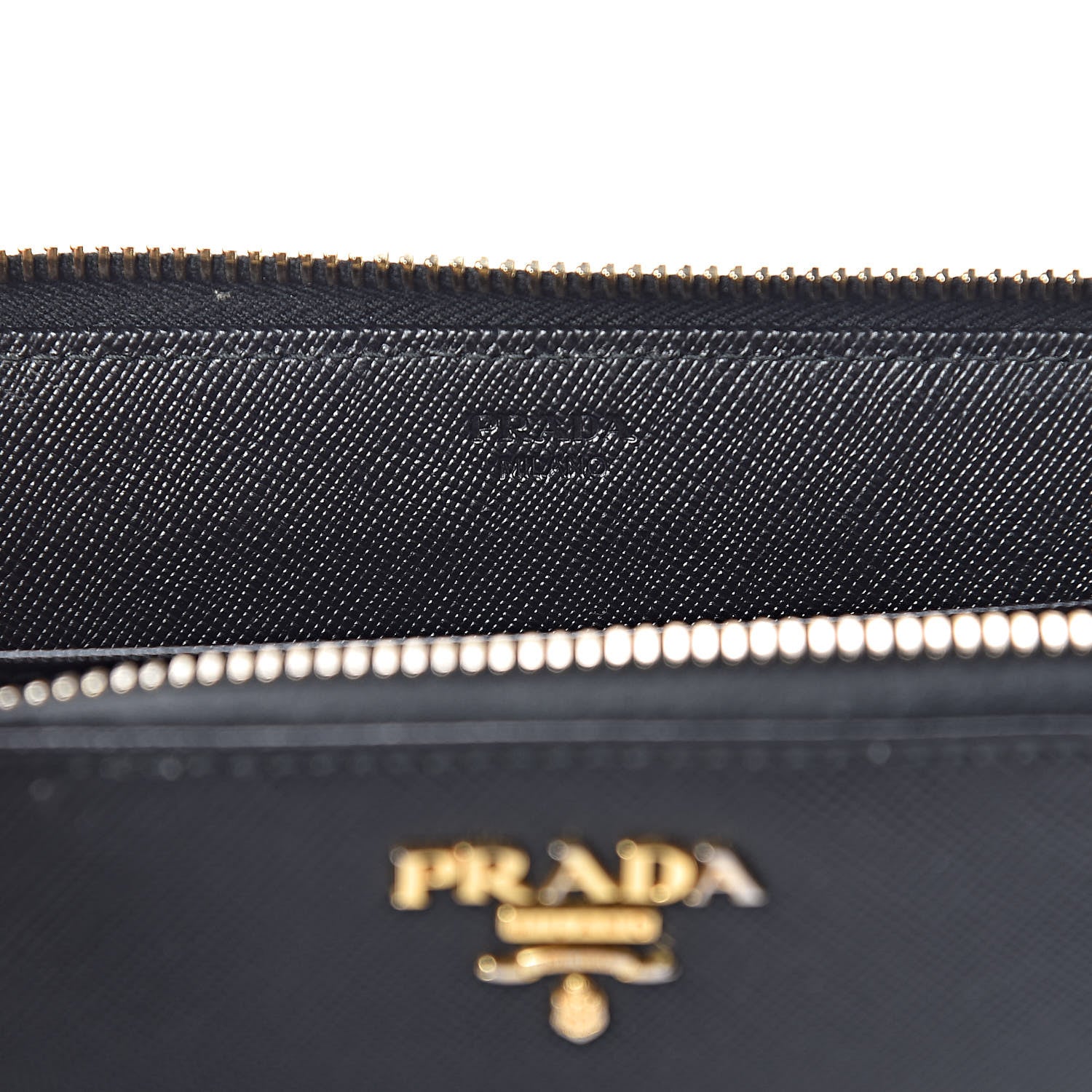 Prada Saffiano Metal Zip Around Wallet Black 6 of 8