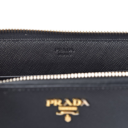 Prada Saffiano Metal Zip Around Wallet Black 6 of 8