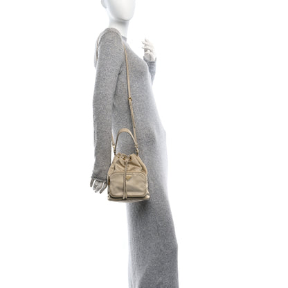 Prada Re-Nylon Saffiano Duet Bucket Crossbody Bag Deserto 2 of 15