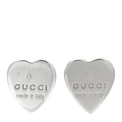 Gucci Sterling Silver Trademark Heart Stud Earrings 1 of 4