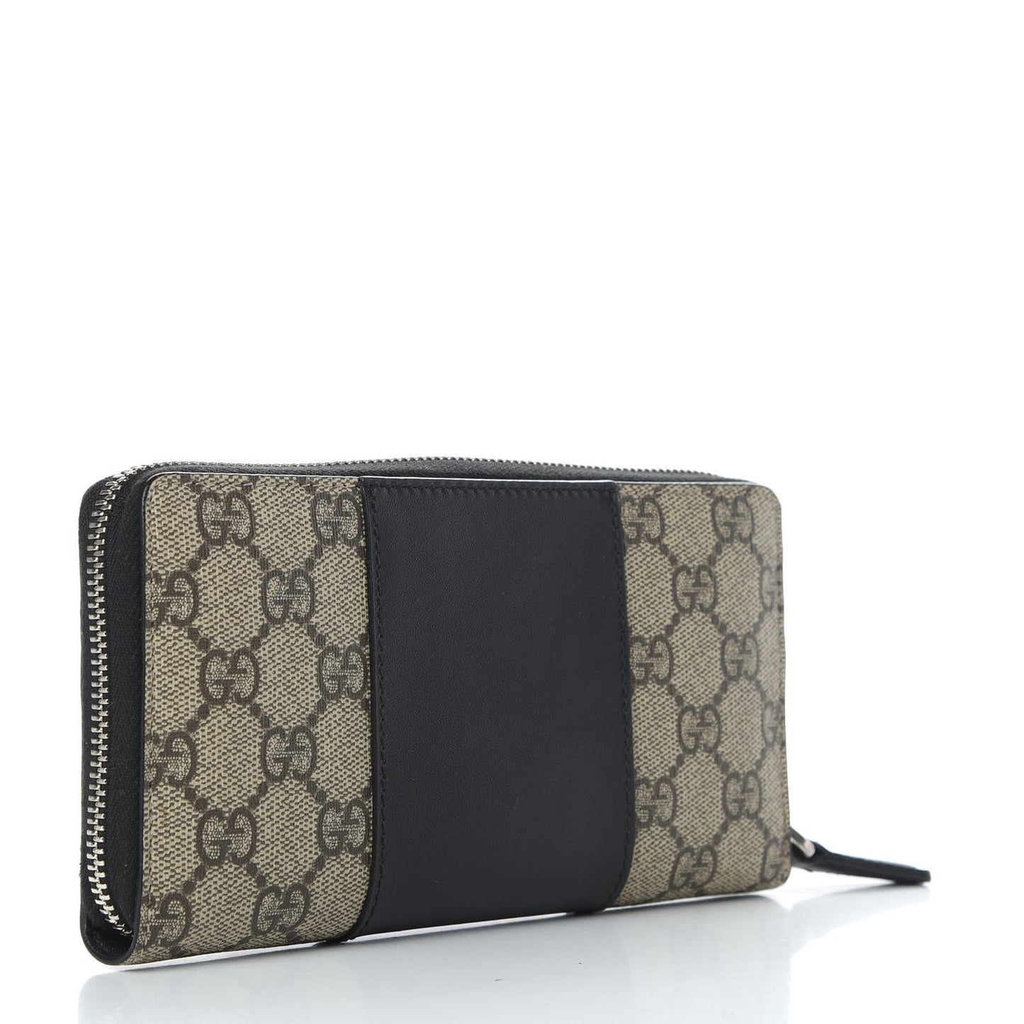 GG Supreme Monogram Selleria Calfskin Zip Around Wallet Beige Ebony Black