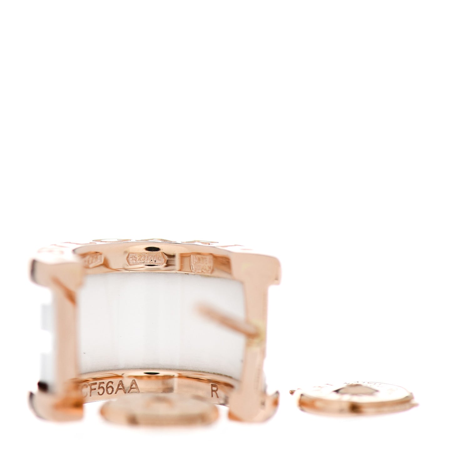 18K Rose Gold White Ceramic B.Zero1 Hoop Earrings