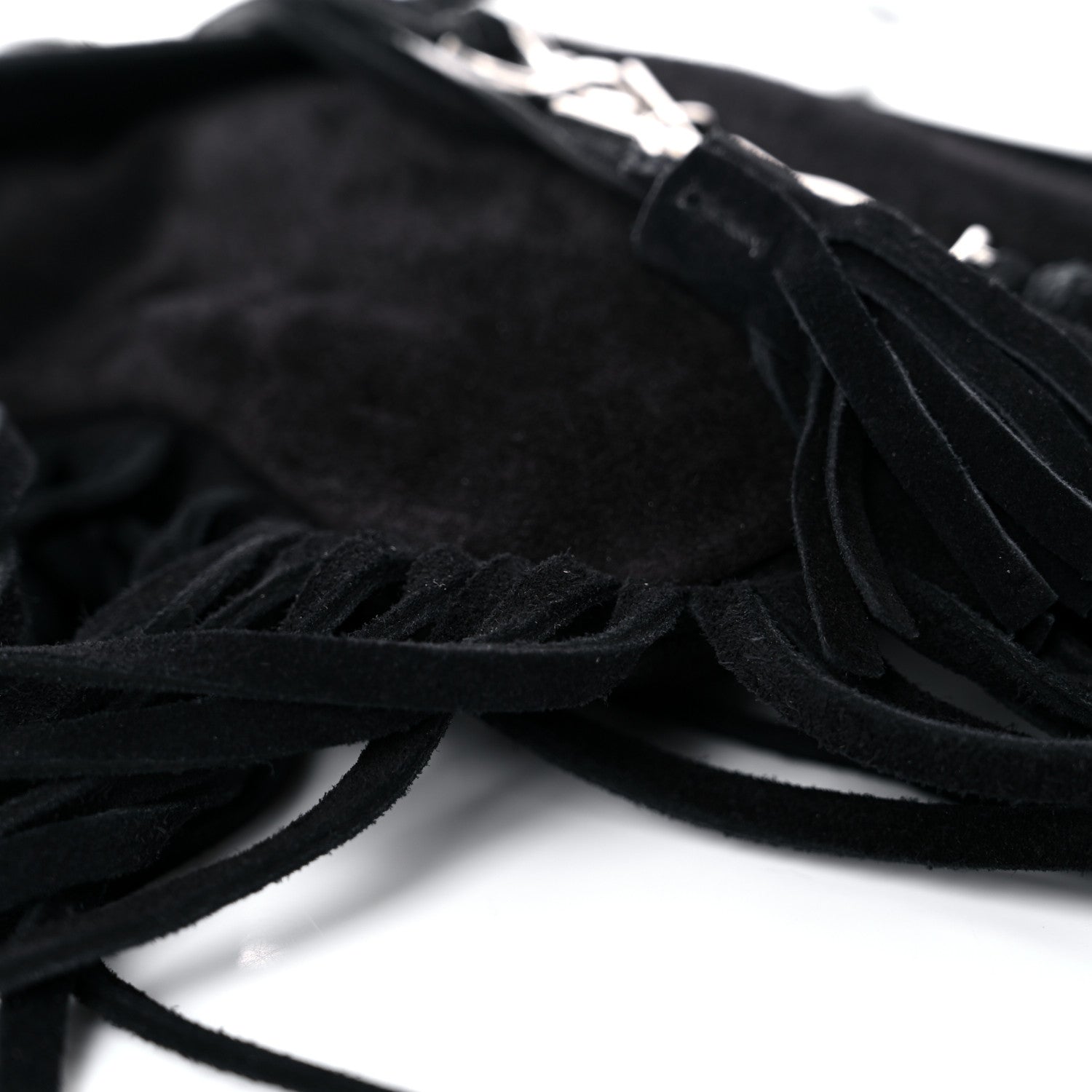 Saint Laurent Suede Fringe Toy Monogram Anita Crossbody Bag Black 8 of 12