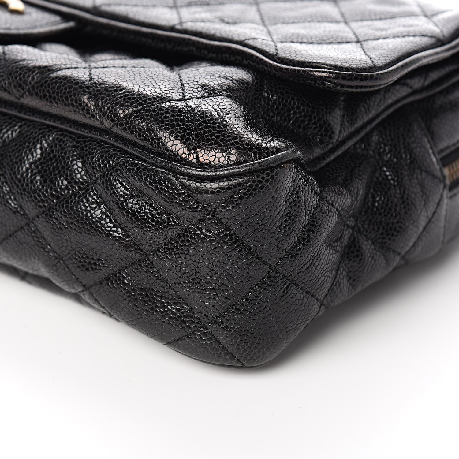 Chanel Crumpled Grained Calfskin Quilted Large Shiva Flap Black 9 of 10