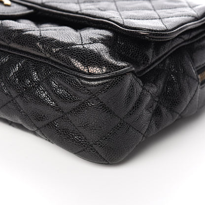 Chanel Crumpled Grained Calfskin Quilted Large Shiva Flap Black 9 of 10