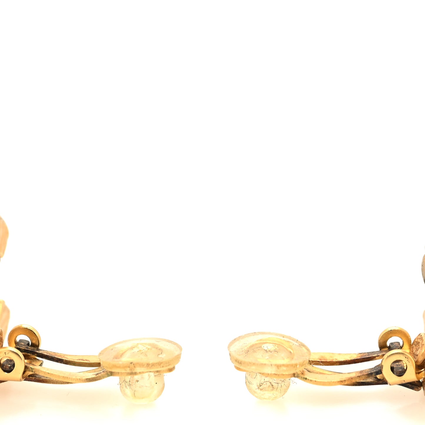 Enamel CC Clip On Earrings Black Gold