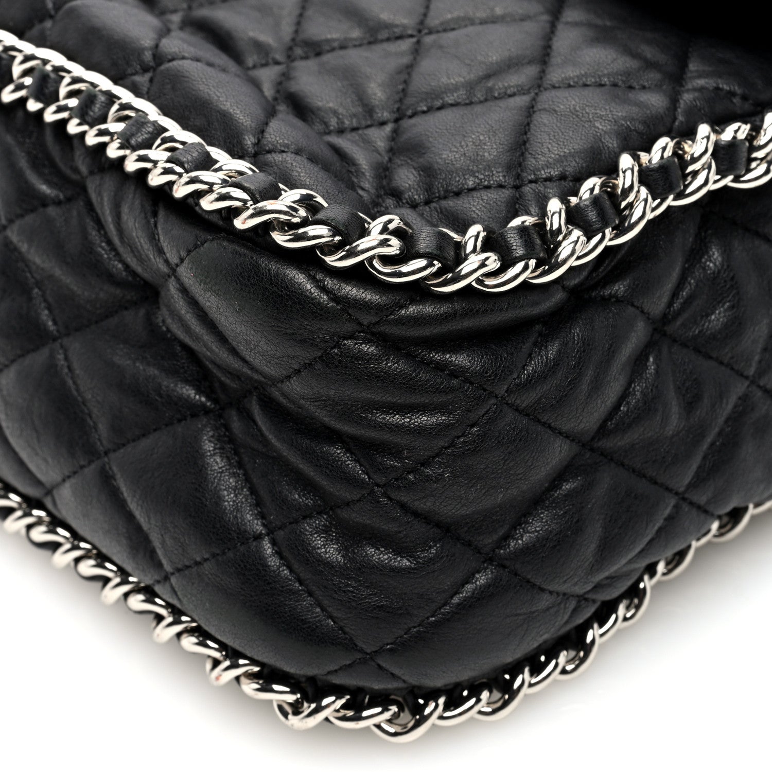 Chanel Washed Lambskin Quilted Maxi Chain Around Flap Black 10 of 10
