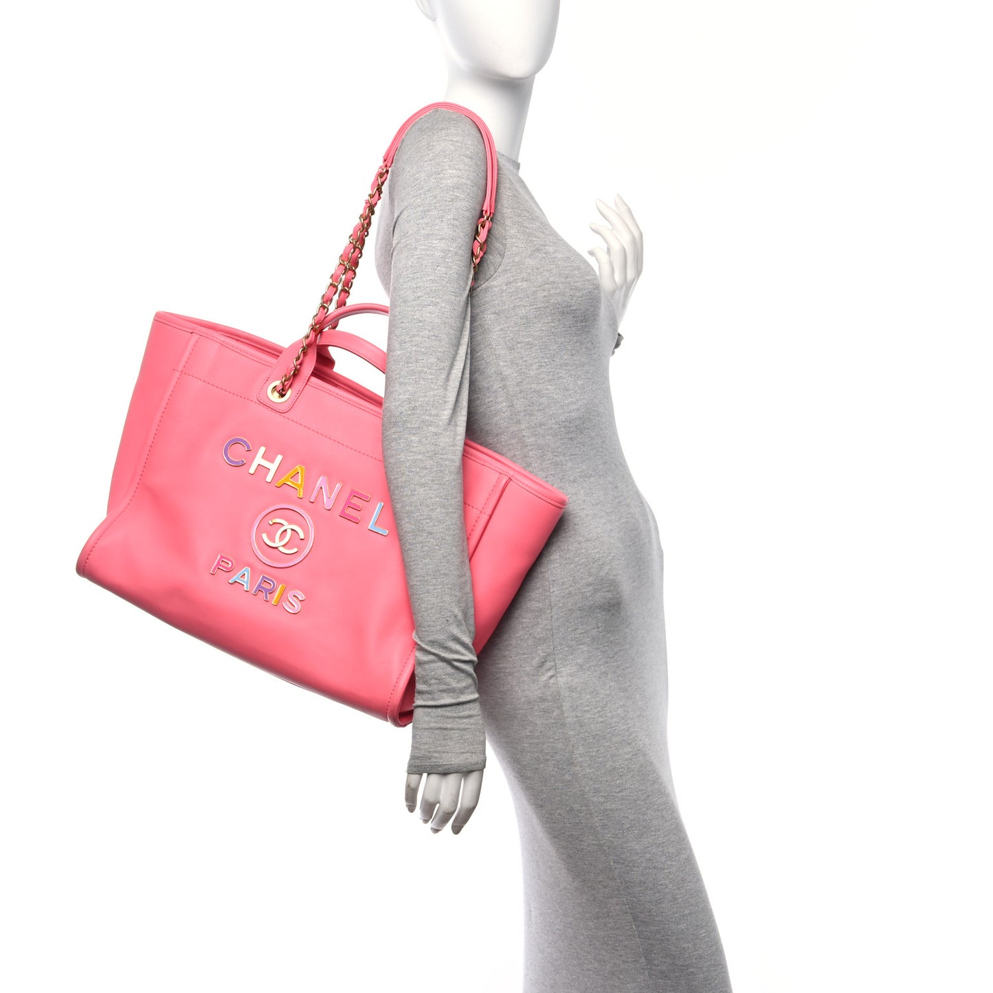 Calfskin Medium Deauville Tote Coral Pink