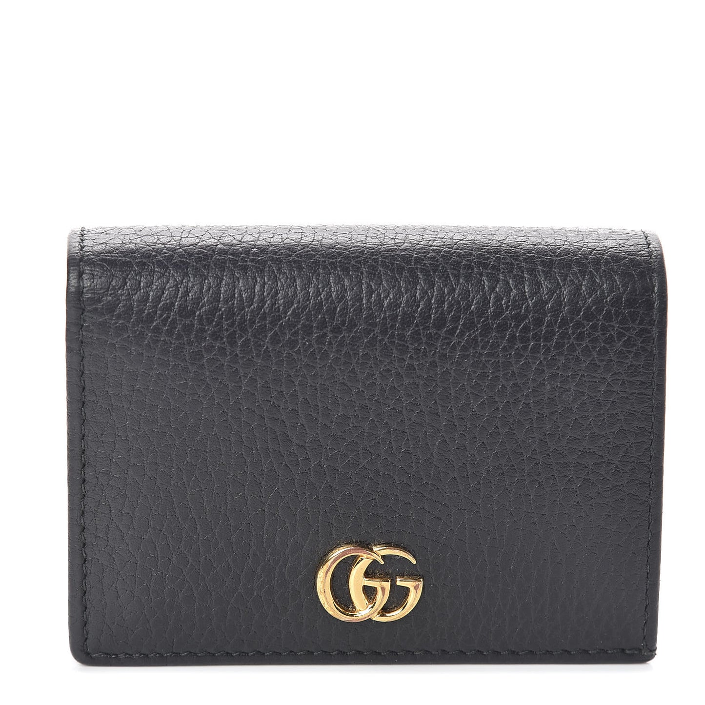 Pebbled Calfskin GG Marmont Card Case Black