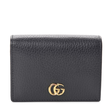 Gucci Pebbled Calfskin GG Marmont Card Case Black 1 of 7