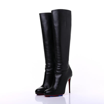 Christian Louboutin Calfskin Bourge 100 Tall Boots 37.5 Black 3 of 14