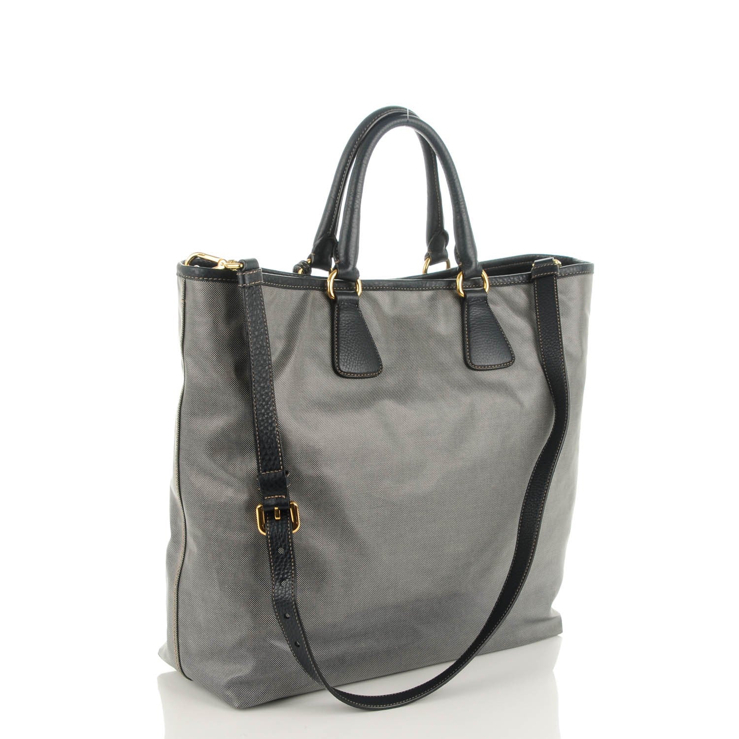 Prada Coated Jacquard Logo Tote Blue 3 of 8